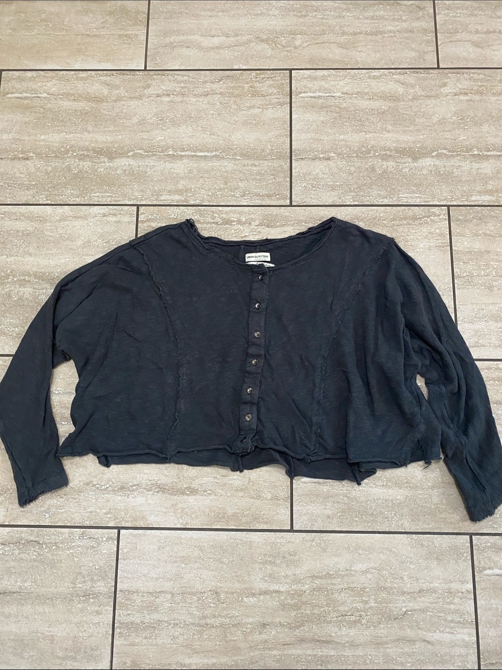 Urban Outfitters Black Cropped Button-Front Top